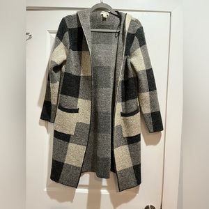 Plaid hooded sweater coat